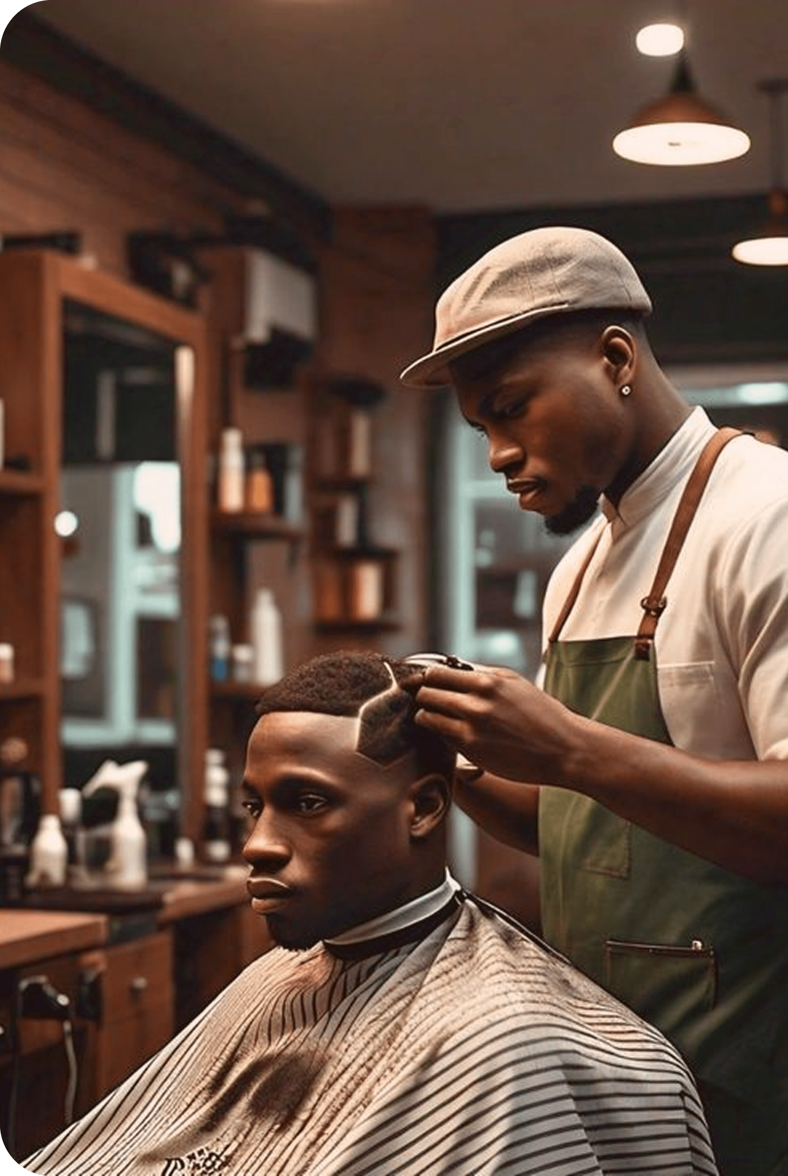 Barber giving haircut